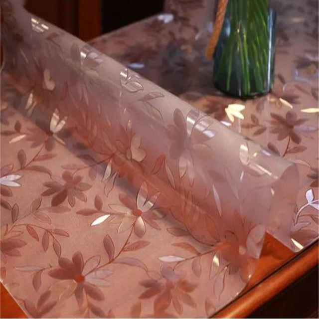 Couverture de Table en vinyle Transparent de haute qualité, feuille de PVC transparente en relief, HM-006