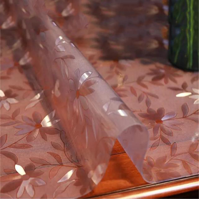 Couverture de Table en vinyle Transparent de haute qualité, feuille de PVC transparente en relief, HM-006