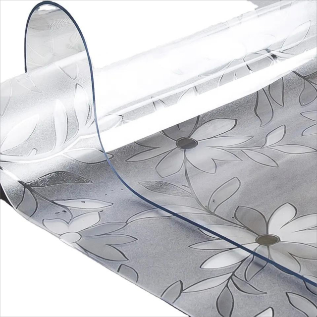 Couverture de Table en vinyle Transparent de haute qualité, feuille de PVC transparente en relief, HM-006